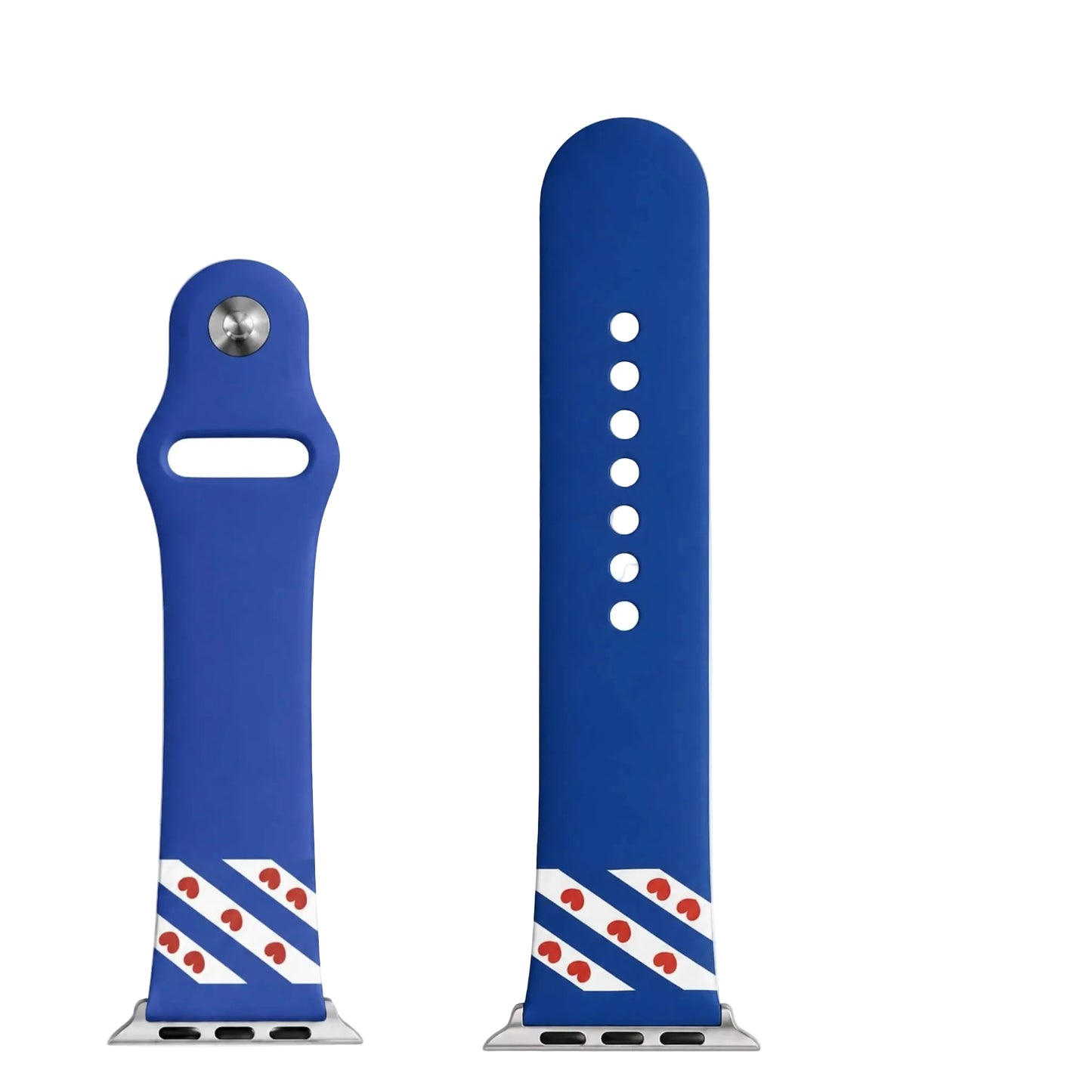 Blauw siliconen Apple Watch bandje met Friese vlag voor liefhebbers van Friesland.