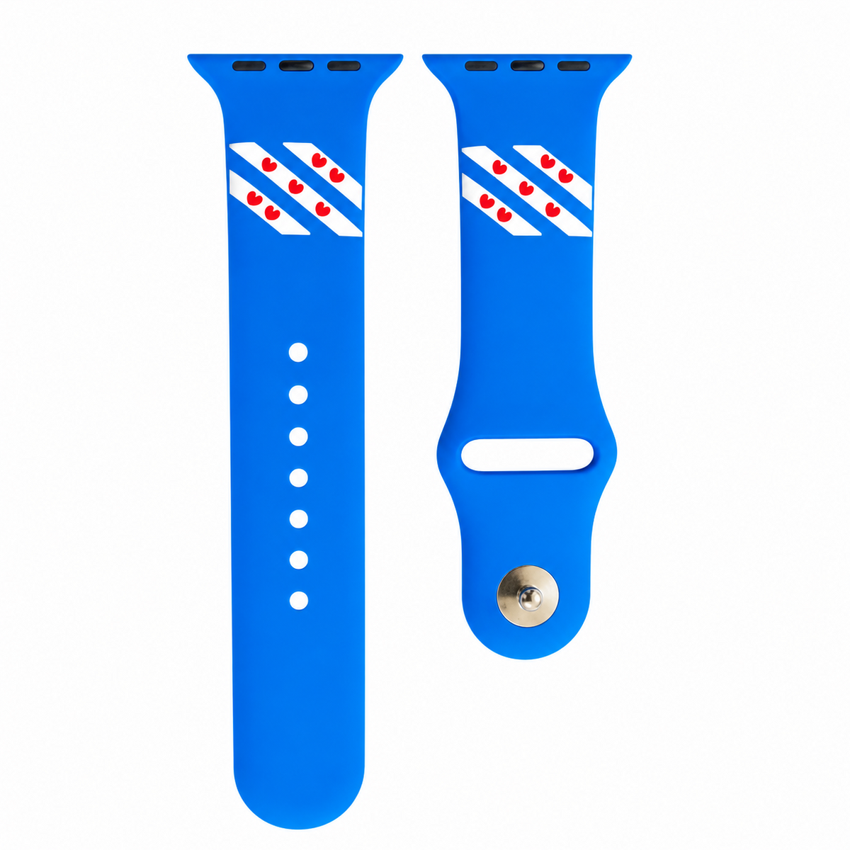 Blauw siliconen Apple Watch bandje met Friese vlag voor liefhebbers van Friesland.