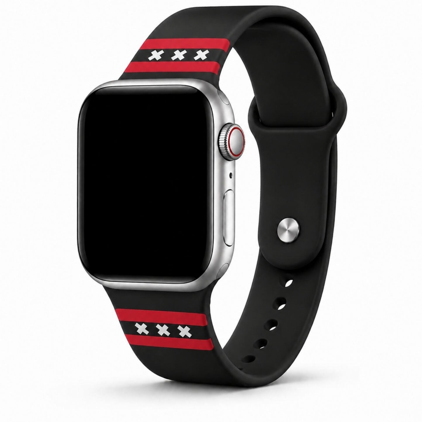 Apple Watch bandje Amsterdam – zwart horlogebandje met Amsterdamse kruizen – BnationX