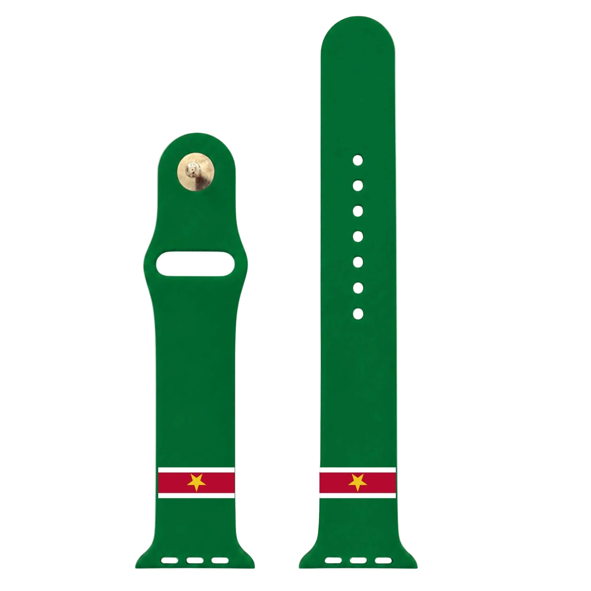 Suriname Apple Watch horlogebandje van groen siliconen met Surinaamse vlag - stijlvol smartwatch bandje van BnationX