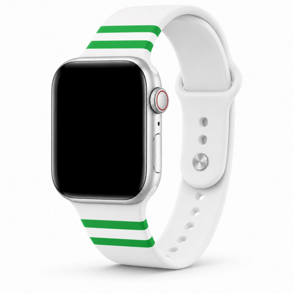 Wit Apple Watch bandje Rotterdam geschikt voor Apple Watch 38, 40, 41, 42, 44, 45, 46 en 49 mm.