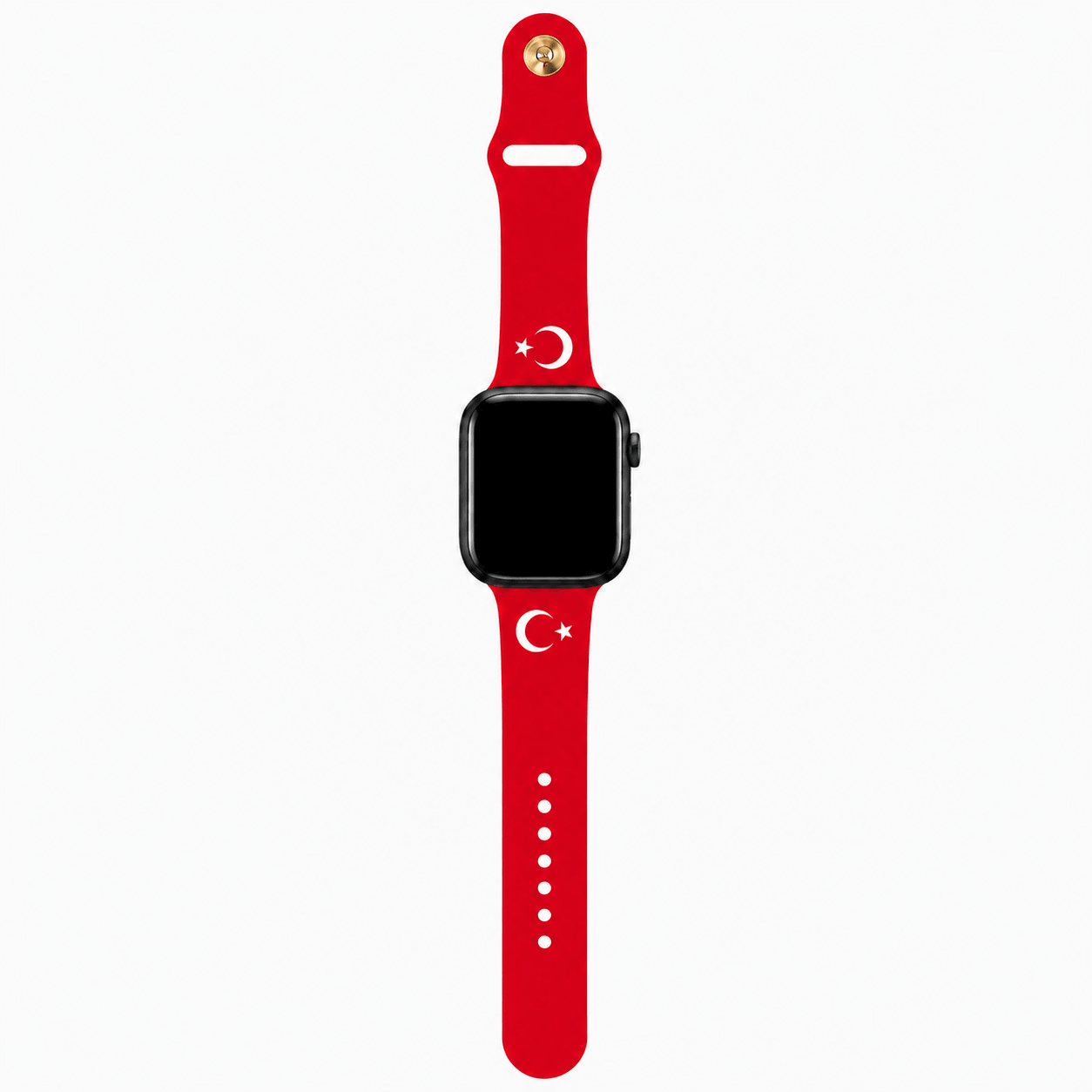 Apple Watch bandje Turkije – rood bandje met Turkse maan en ster, volledig uitgestrekt – BnationX
