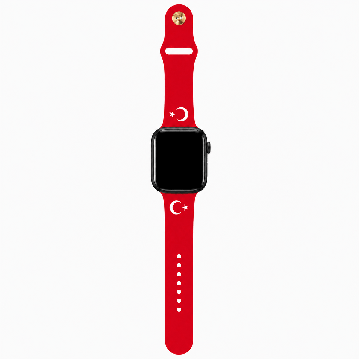 Apple Watch bandje Turkije – rood bandje met Turkse maan en ster, volledig uitgestrekt – BnationX
