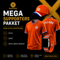 BnationX Mega Supporterspakket Nederland met oranje Holland voetbalshirt, oranje pet en Apple Watch bandje in Nederlandse kleuren.