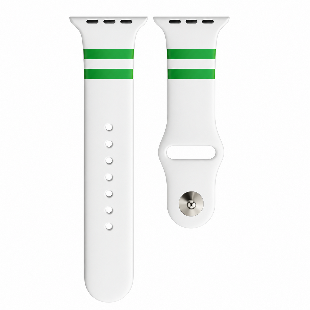 Rotterdam horlogebandje voor Apple Watch met strak wit ontwerp en groene accenten.