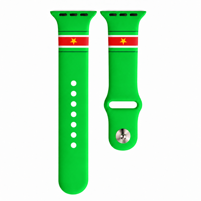 Suriname Apple Watch horlogebandje van groen siliconen met Surinaamse vlag - stijlvol smartwatch bandje van BnationX