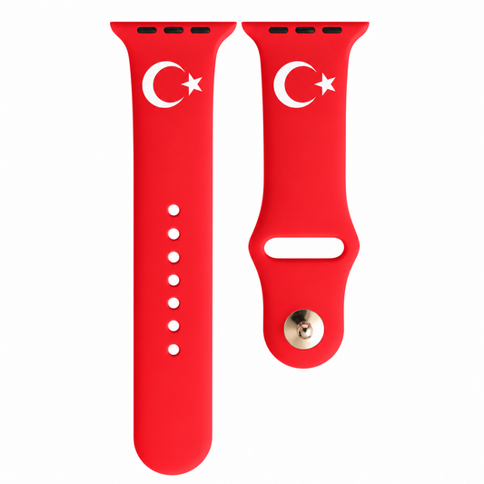 Apple Watch bandje Turkije – losse rode polsband met Turkse maan en ster – BnationX