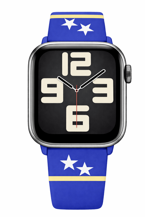 Apple Watch bandje Curaçao blauw siliconen vlag close-up BNationX