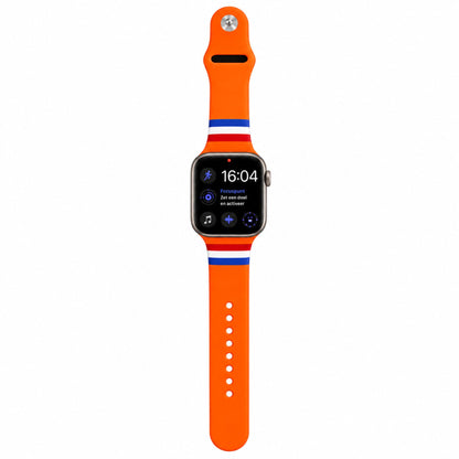 Oranje horlogebandje met rood-wit-blauwe strepen voor een smartwatch